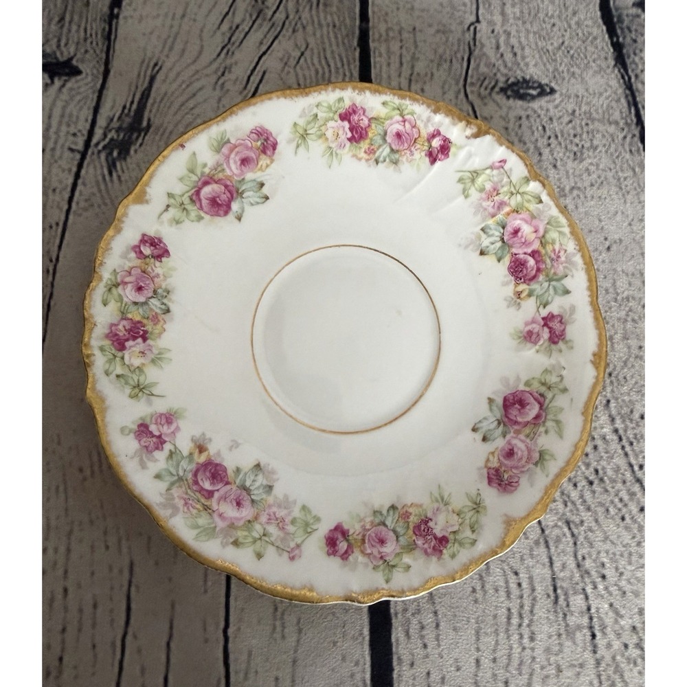 Rare Haviland Limoges France Elite Rose Gold Trim Saucer